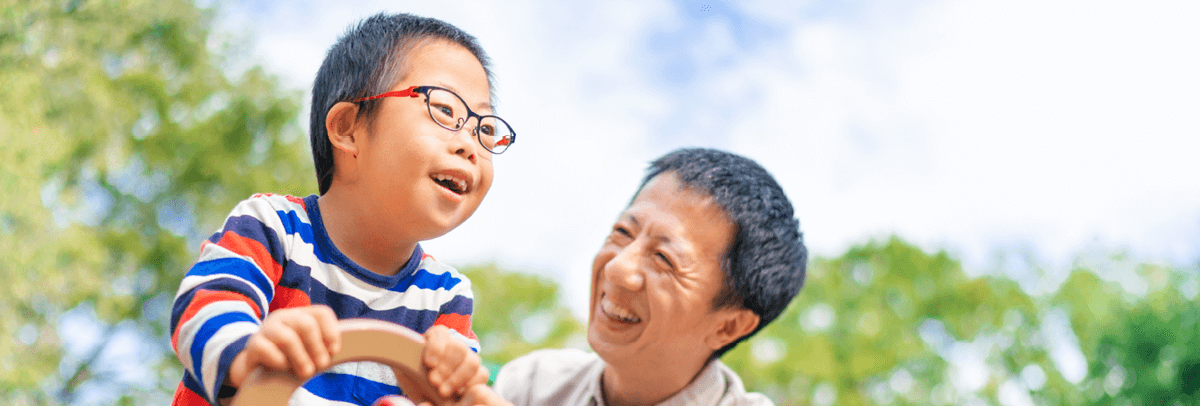 dad outside with son