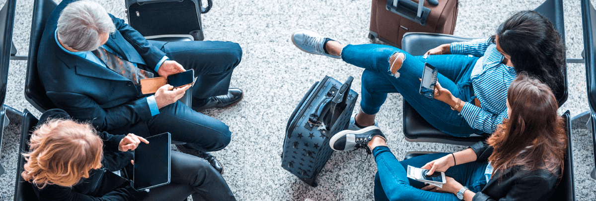 travelers waiting at airport